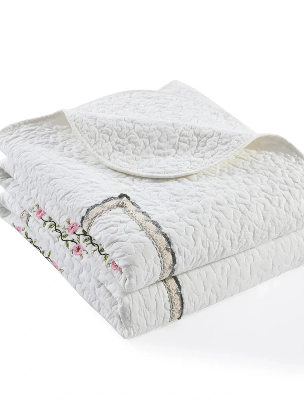 3 PIECE 100% COTTON QUILT SET, OVERSIZED LIGHTWEIGHT EMBROIDERED BEDSPREAD